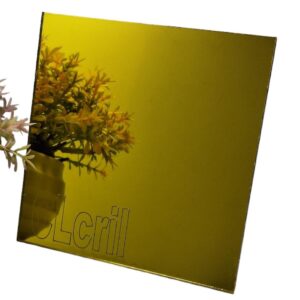 Chapa Espelho Acrilico Amarelo 60cm X 40cm X 2mm Esp.