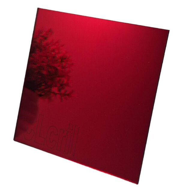 Chapa Espelho Acrilico Vermelho 50cm X 40cm X 2mm Esp.