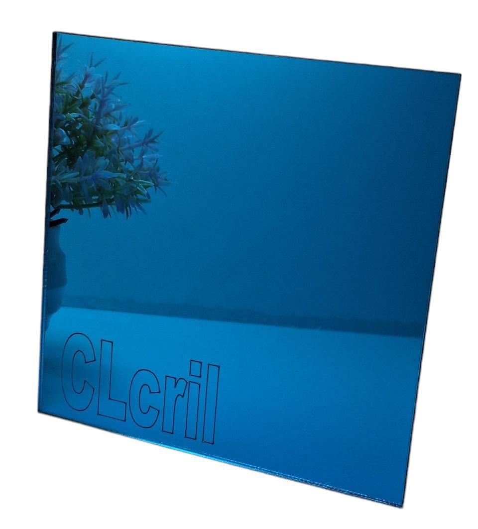 Chapa Espelho Acrilico Azul 50cm X 40cm X 2mm Esp.