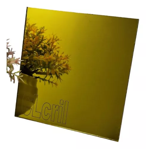 Chapa Espelho Acrilico Amarelo 50cm X 40cm X 2mm Esp.